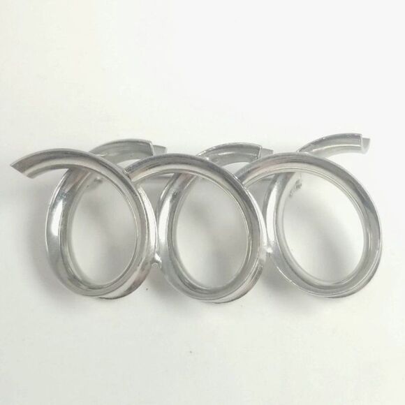 Vintage Spiral Silver Tone Brooch, Retro Minimalist Design Lapel Pin, Unisex - Picture 1 of 4